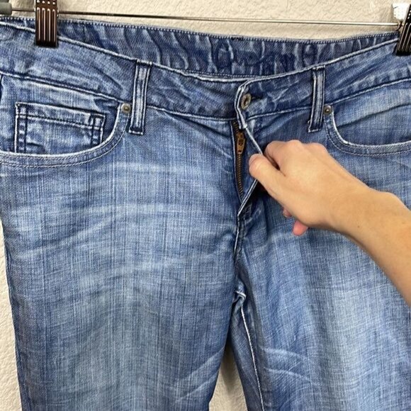 Chip & Pepper Pamela Straight Leg Jeans Blue Knee Rips Distressed Sz 30 - Picture 2 of 12